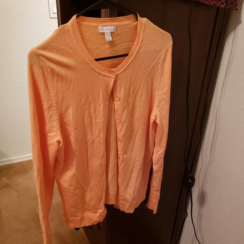 A long sleeve Cardigan. Charter Club - light orange, Large
